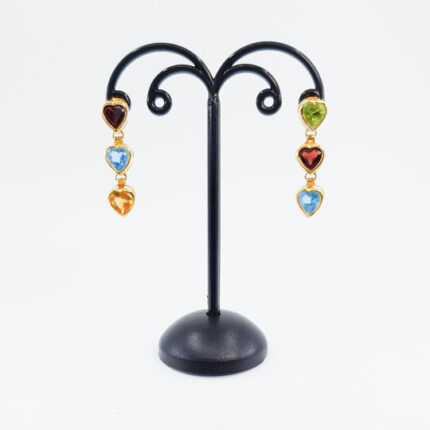 Trio Coloured Crystal Stud Earring