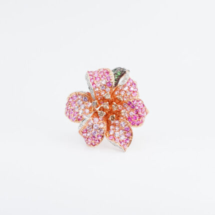 Rose Gold Flower Gem Stone Ring